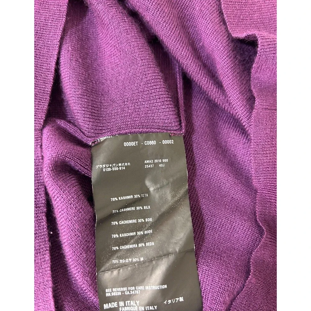 PRADA Italy Cashmere Silk V Neck Button Front Cardigan Sweater Women's S IT 46 d - Picture 4 of 10